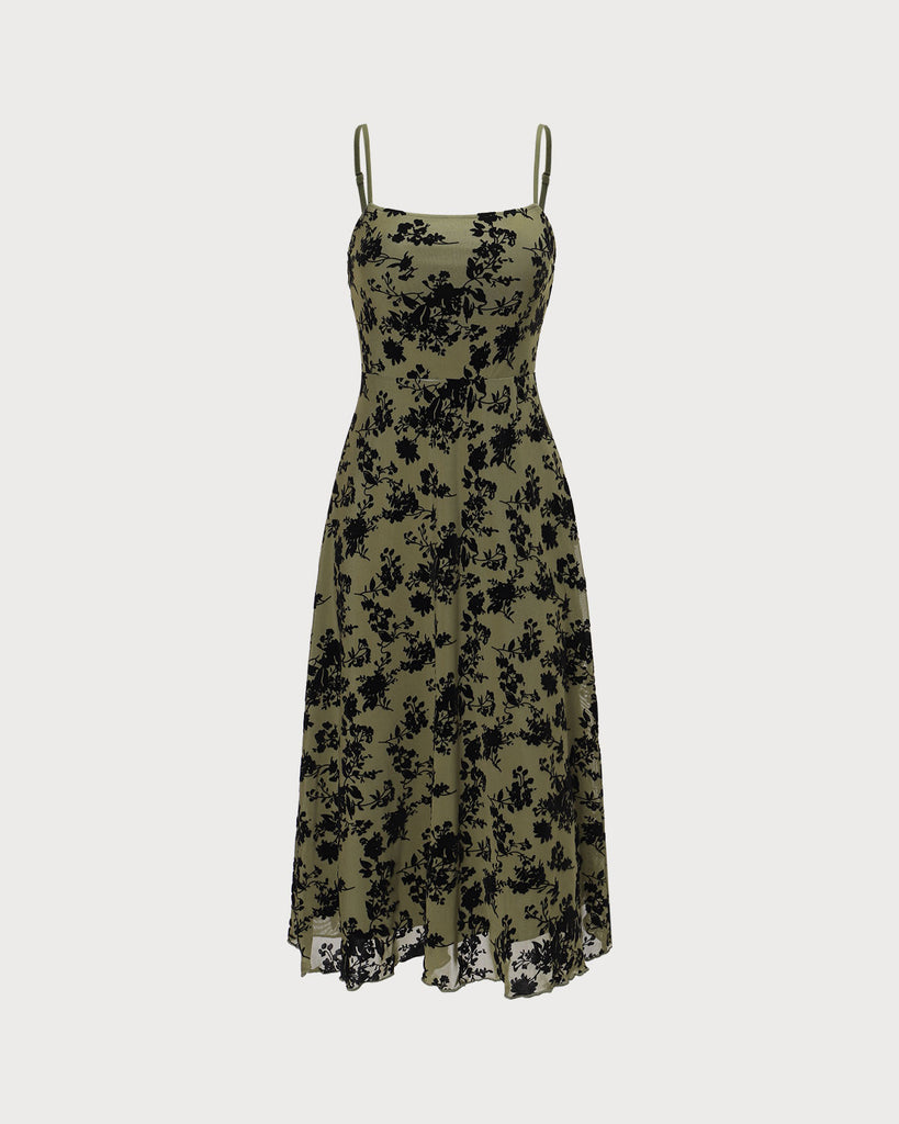 The Green Sleeveless Burnout Midi Dress Dresses - RIHOAS