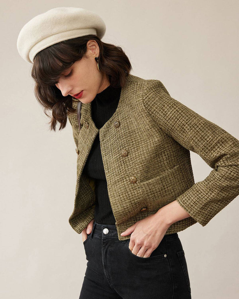 The Vintage Solid Tweed Coat - RIHOAS