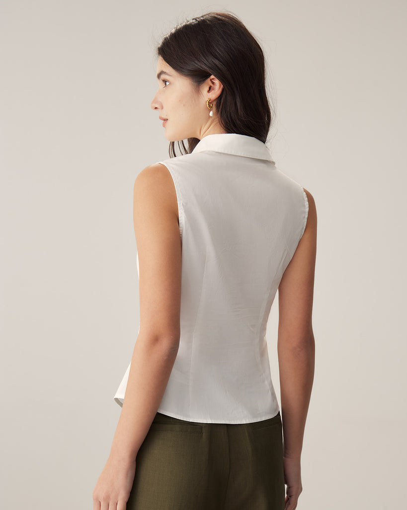 White Collared Single Breasted Vest