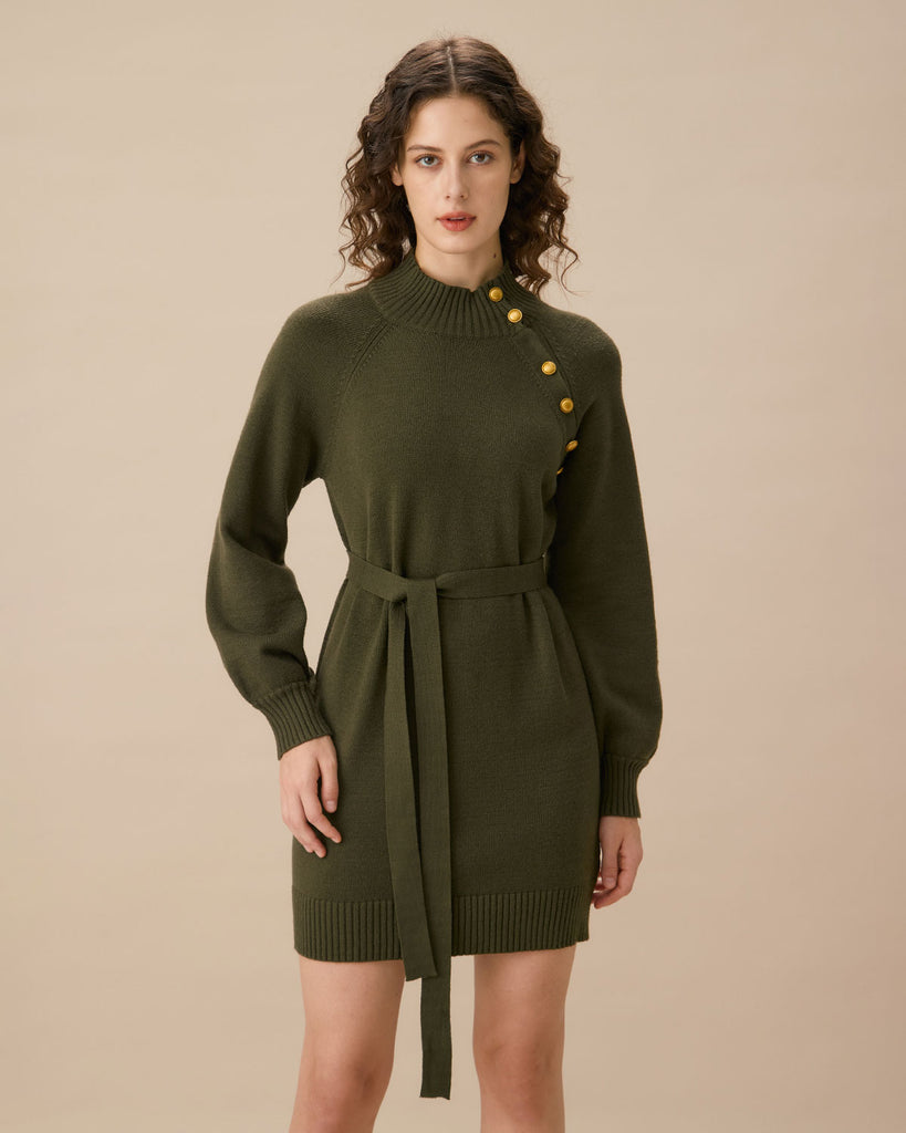 Green Lantern Sleeve Sweater Mini Dress