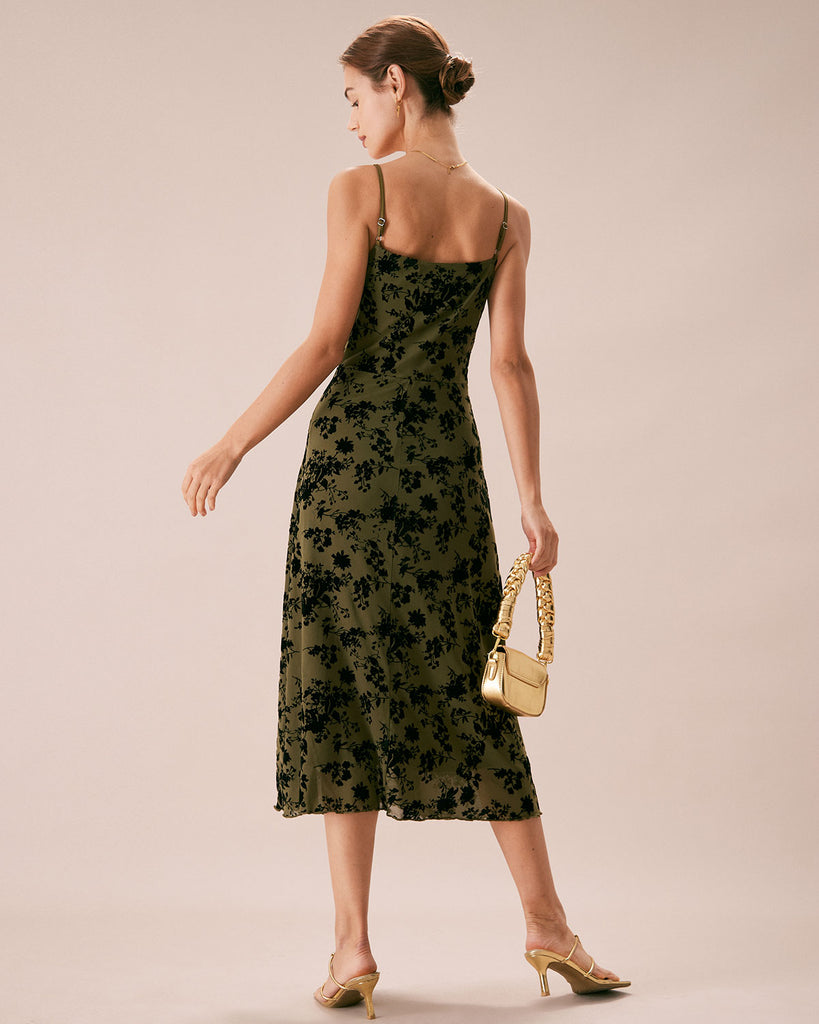 The Green Sleeveless Burnout Midi Dress Dresses - RIHOAS