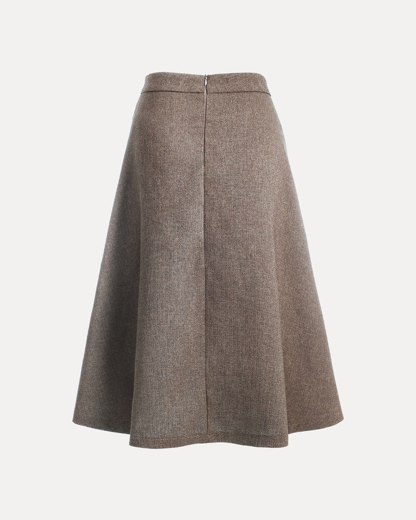 Coffee High Waisted Tweed Skirt