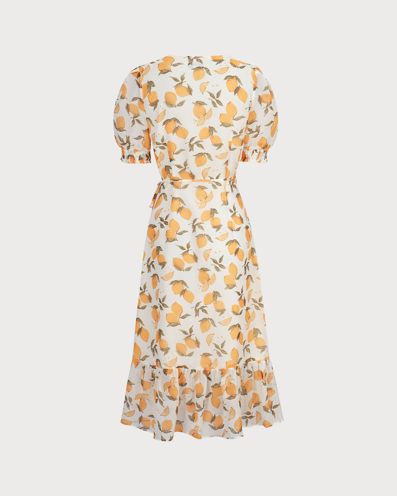 The Yellow Lemon Wrap Midi Dress Dresses - RIHOAS