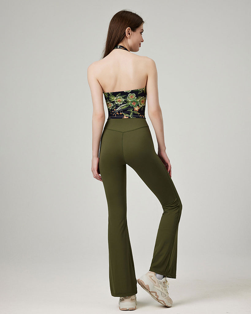 Green Natural Waisted Sleek Leggings