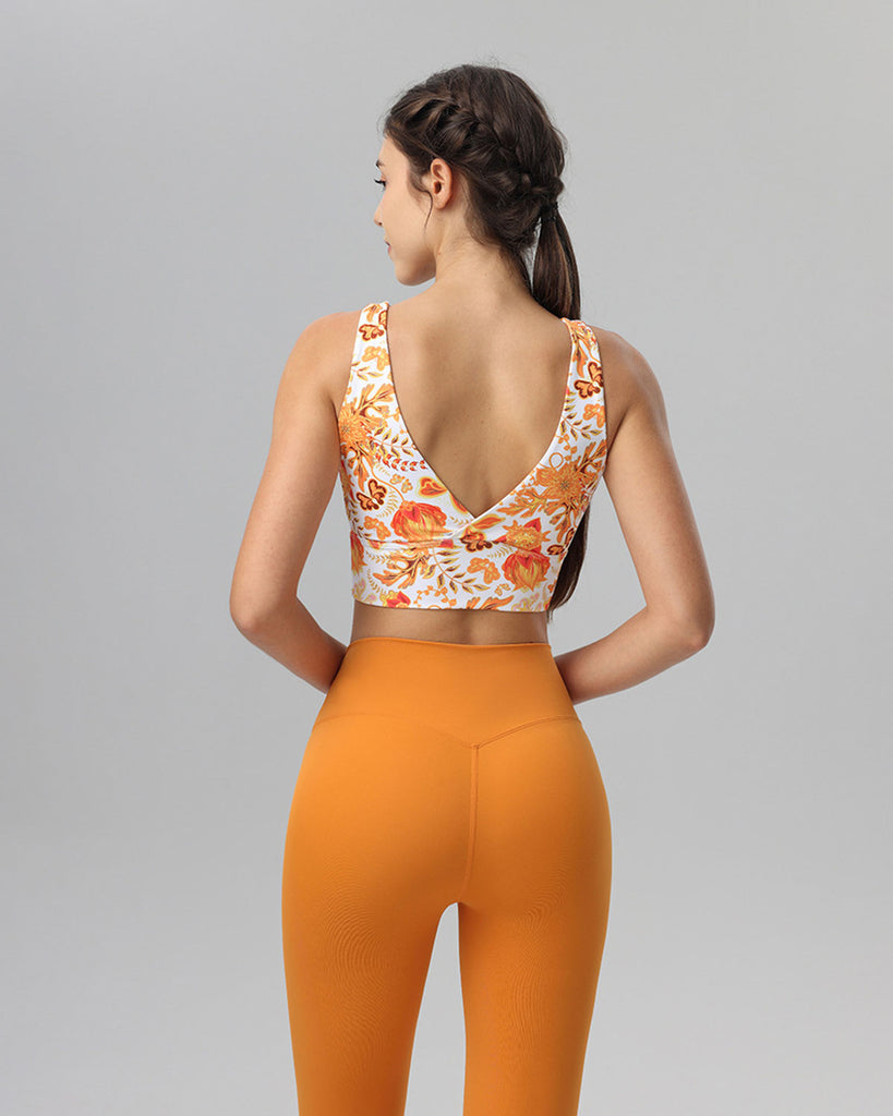 Orange V-shape Tank Top