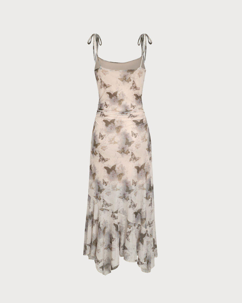 Apricot Floral Cowl Neck Slip Midi Dress