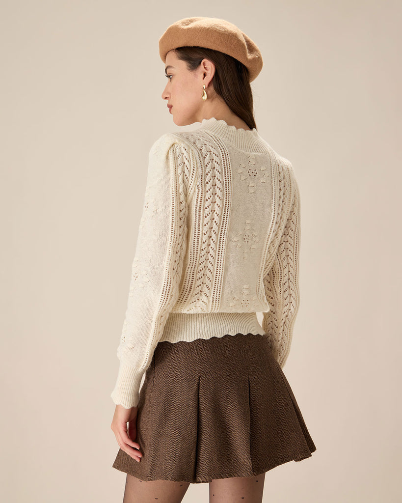 Beige Lantern Sleeve Sweater