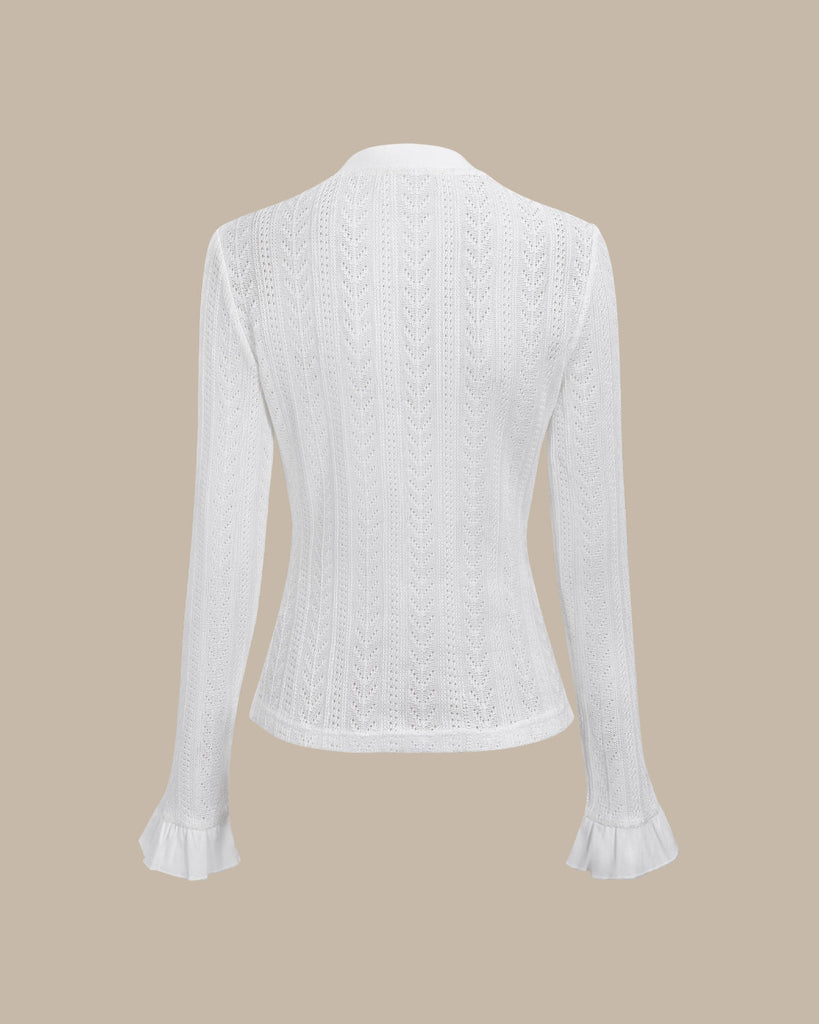 Women's White See-Through Knit Tee