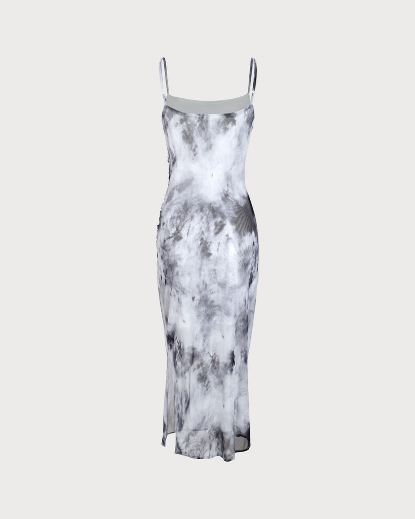 Grey Tie Dye Two Piece Midi Dress