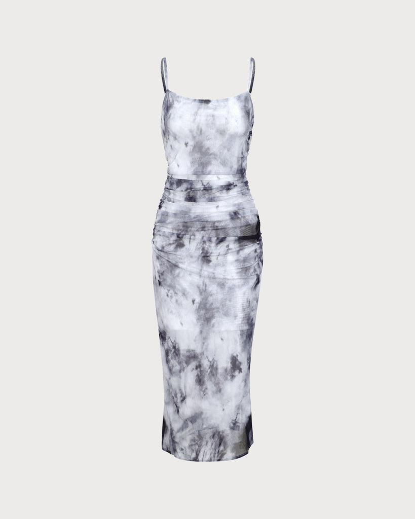 Grey Tie Dye Two Piece Midi Dress