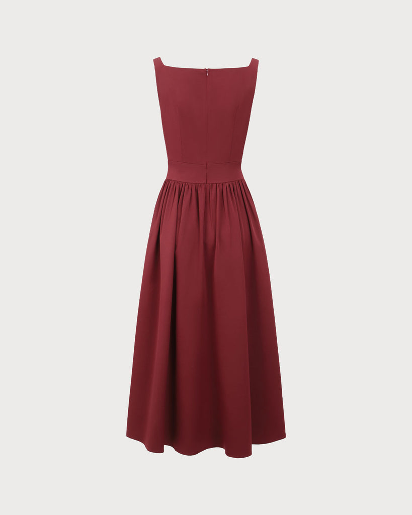 Wine Red Satin Slip Maxi Dress