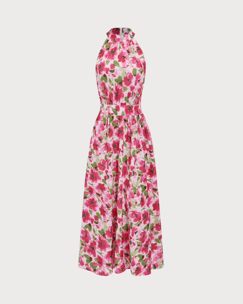 Pink Floral Midi Dress