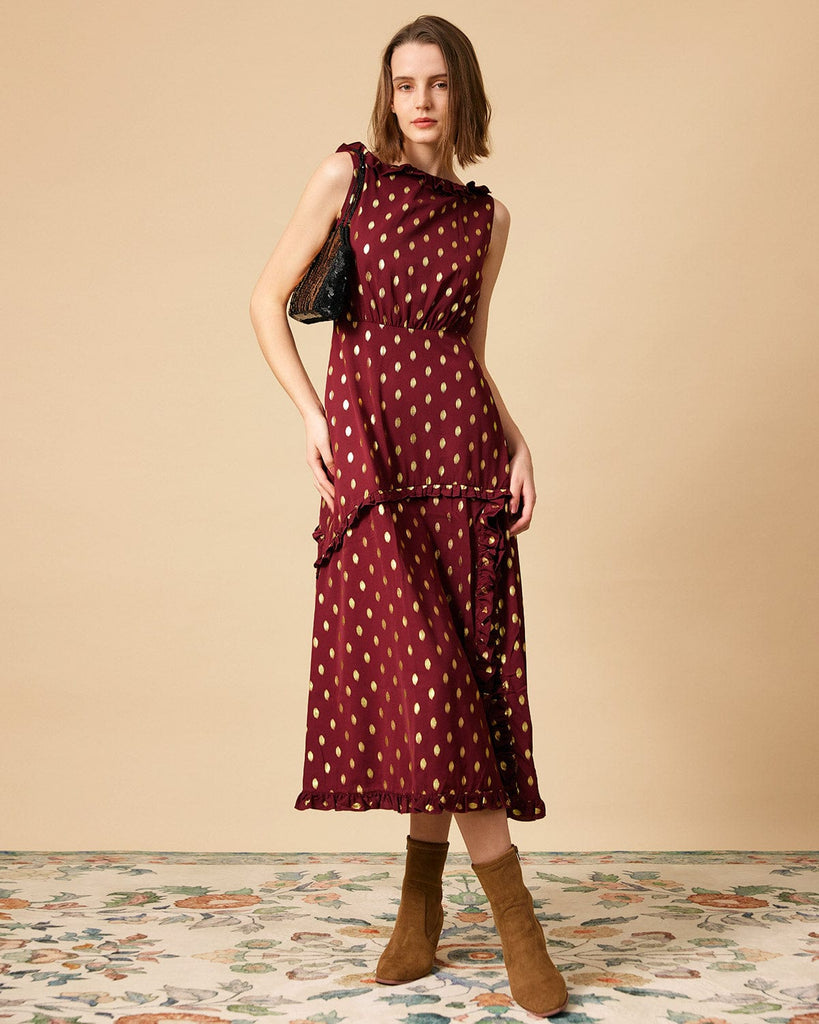 The Polka Dot Sleeveless Slit Midi Dress - RIHOAS