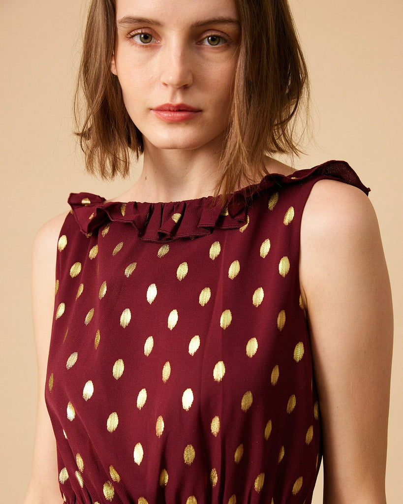 The Polka Dot Sleeveless Slit Midi Dress - RIHOAS