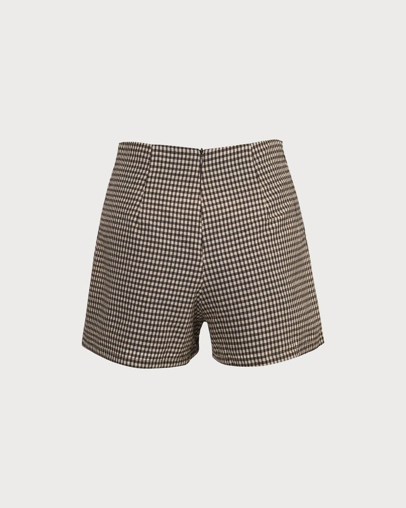 The Brown High Waisted Plaid Shorts Bottoms - RIHOAS