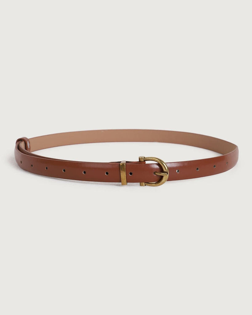 The Horseshoe Gold Buckle Belt Brown Belts - RIHOAS