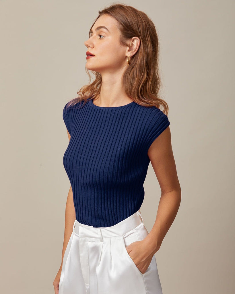 The Solid Slim Ribbed Tee Tops - RIHOAS