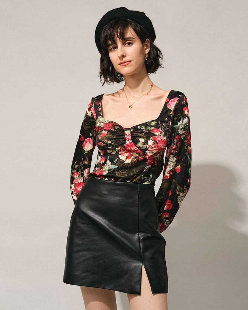 The Square Neck Floral Blouse Tops - RIHOAS