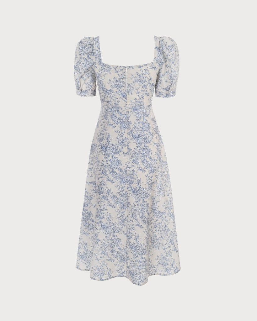 The Sweetheart Neck Puff Sleeve Floral Dress Dresses - RIHOAS